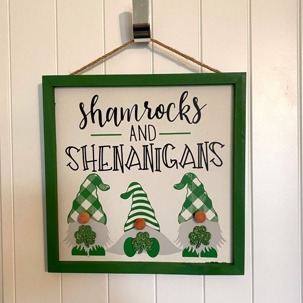 St Patricks Day Shamrocks and Shenanigans Leprechaun Gnome Wall Decor Door Decor